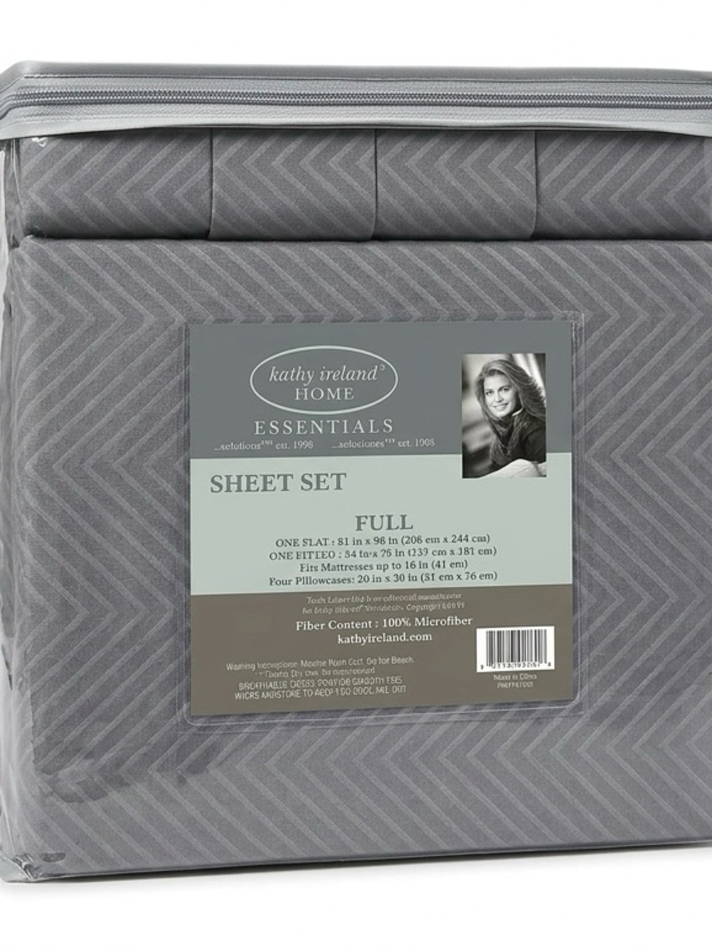 kathy ireland Home Essentials Full Sheet Set - Gray Chevron